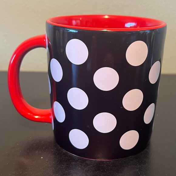 Disney Embossed MINNIE MOUSE Polka Dot Bow Mug ~ Black & Red w/ White Polka Dots - Picture 4 of 10